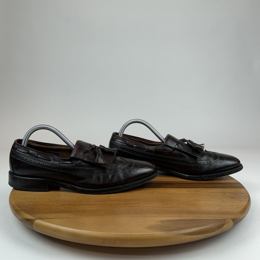 Mens Allen Edmonds USA Arlington Brown Leather Wingtip Fringe Loafers Size 8.5 B